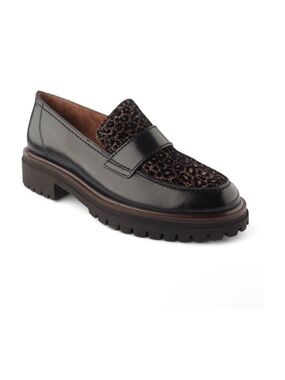 Paul green NATASHA LEOPARD PRINT LEATHER LOAFER IN LEO BLACK COMBO size 7.5 new